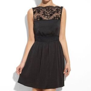 Free People Tea For Two Black Lace Mini Dress Open Sides